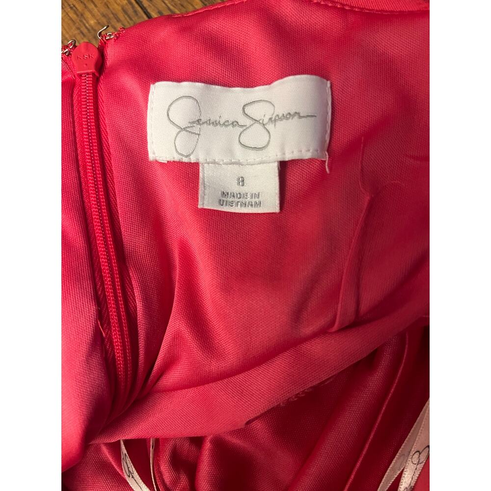 Jessica Simpson Pink Crisscross Back V-Neck Sleeveless Fit & Flare Dress Sz 8 - Picture 13 of 13